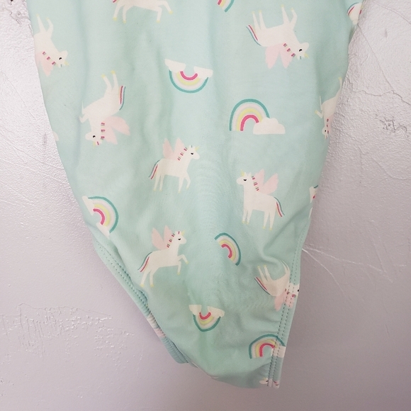 Old Navy Toddler Girl 4T One Piece Swimsuit Mint Blue Unicorn Rainbow - Picture 2 of 7